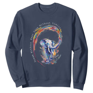 LGBTQ Ally Sweatshirt Dream Without Fear Love Without Limits Rainbow Watercolor Elephant TS09 Navy Print Your Wear
