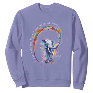 LGBTQ Ally Sweatshirt Dream Without Fear Love Without Limits Rainbow Watercolor Elephant TS09 Violet Print Your Wear