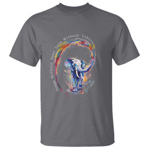 LGBTQ Ally T Shirt Dream Without Fear Love Without Limits Rainbow Watercolor Elephant TS09 Charcoal Print Your Wear