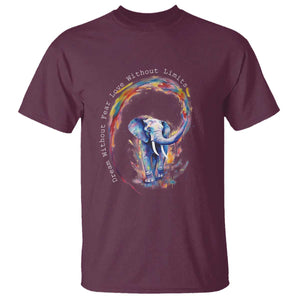 LGBTQ Ally T Shirt Dream Without Fear Love Without Limits Rainbow Watercolor Elephant TS09 Maroon Print Your Wear