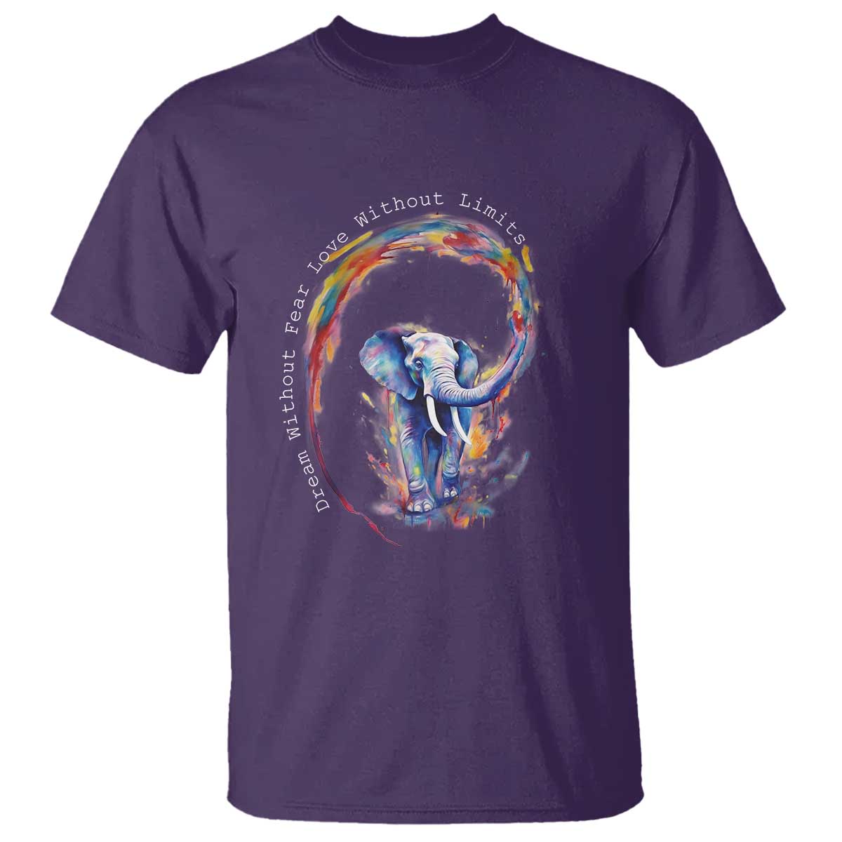 LGBTQ Ally T Shirt Dream Without Fear Love Without Limits Rainbow Watercolor Elephant TS09 Purple Print Your Wear