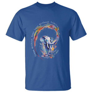 LGBTQ Ally T Shirt Dream Without Fear Love Without Limits Rainbow Watercolor Elephant TS09 Royal Blue Print Your Wear
