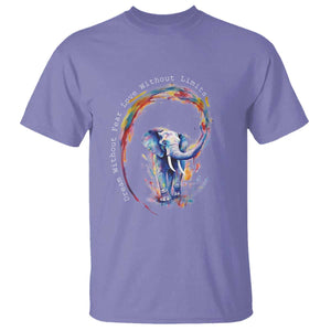 LGBTQ Ally T Shirt Dream Without Fear Love Without Limits Rainbow Watercolor Elephant TS09 Violet Print Your Wear