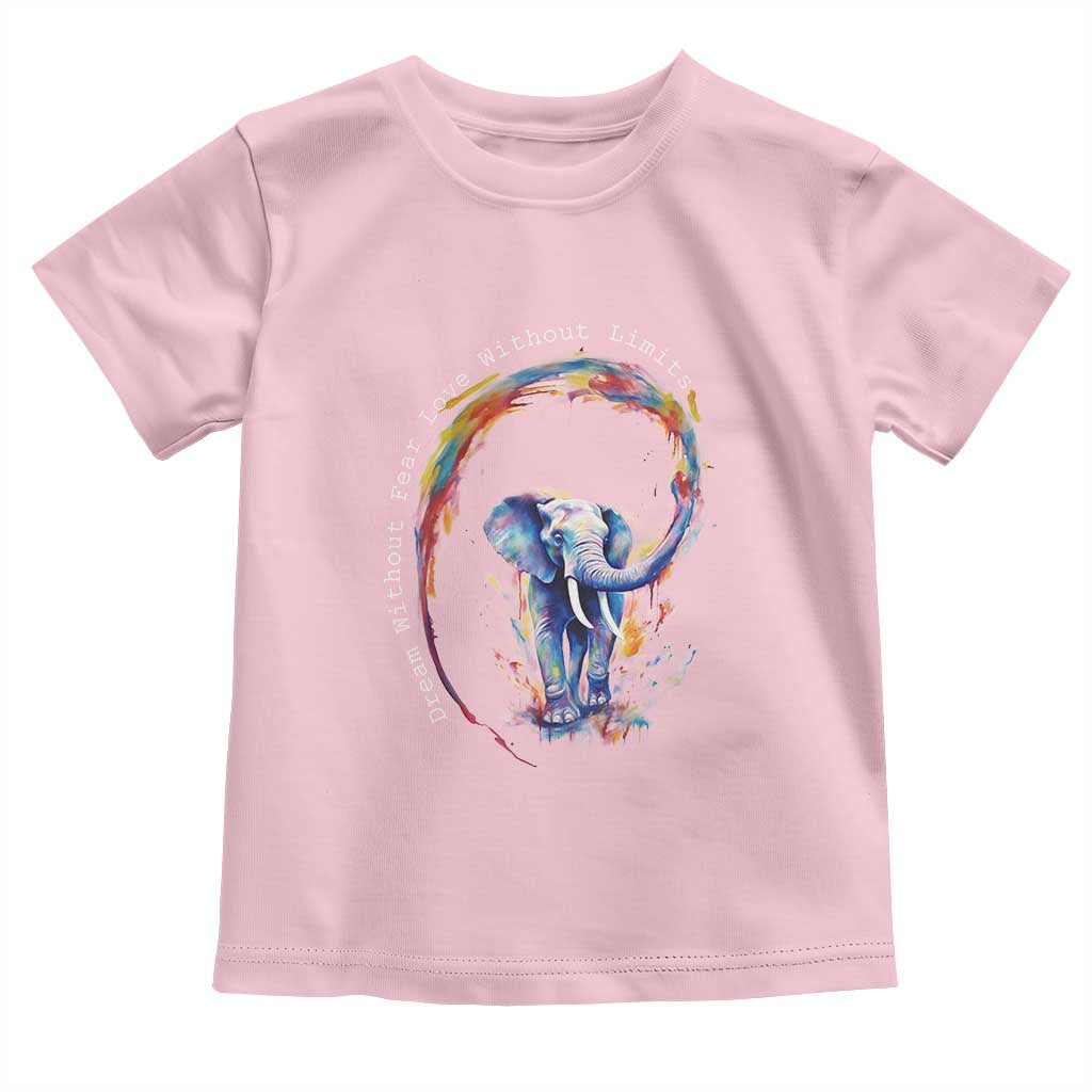 LGBTQ Ally Toddler T Shirt Dream Without Fear Love Without Limits Rainbow Watercolor Elephant TS09 Light Pink Print Your Wear