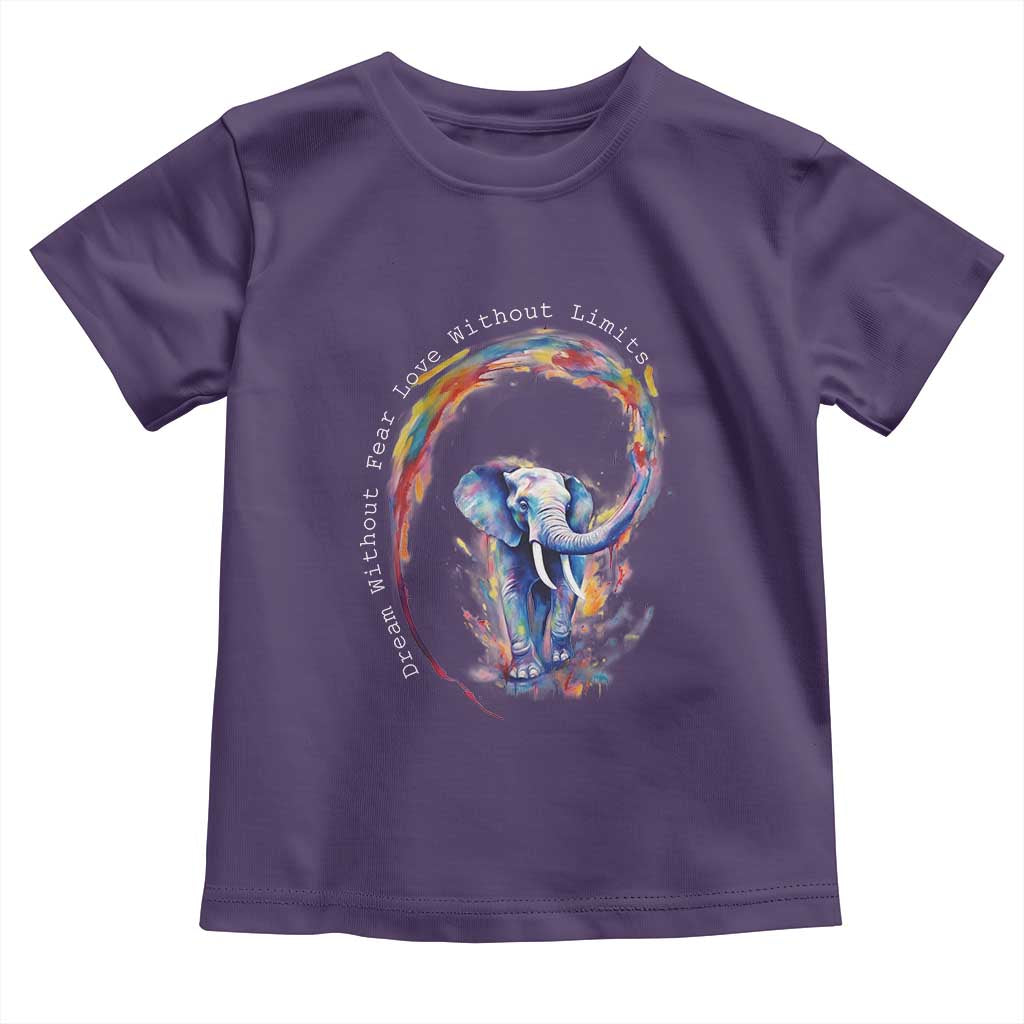 LGBTQ Ally Toddler T Shirt Dream Without Fear Love Without Limits Rainbow Watercolor Elephant TS09 Purple Print Your Wear