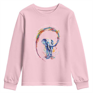 LGBTQ Ally Youth Sweatshirt Dream Without Fear Love Without Limits Rainbow Watercolor Elephant TS09 Light Pink Print Your Wear