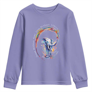 LGBTQ Ally Youth Sweatshirt Dream Without Fear Love Without Limits Rainbow Watercolor Elephant TS09 Violet Print Your Wear