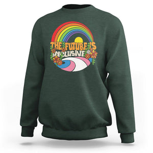 LGBT Pride Sweatshirt The Future Is Inclusive Rainbow TS09 Dark Forest Green Printyourwear