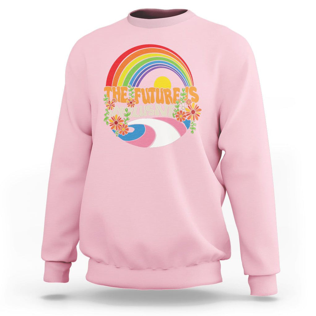 LGBT Pride Sweatshirt The Future Is Inclusive Rainbow TS09 Light Pink Printyourwear