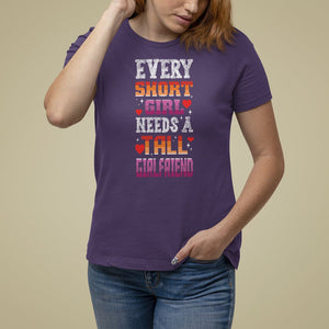 Lesbian Couple T Shirt For Women Every Short Girl Needs A Tall Girlfriend TS09 Purple Printyourwear