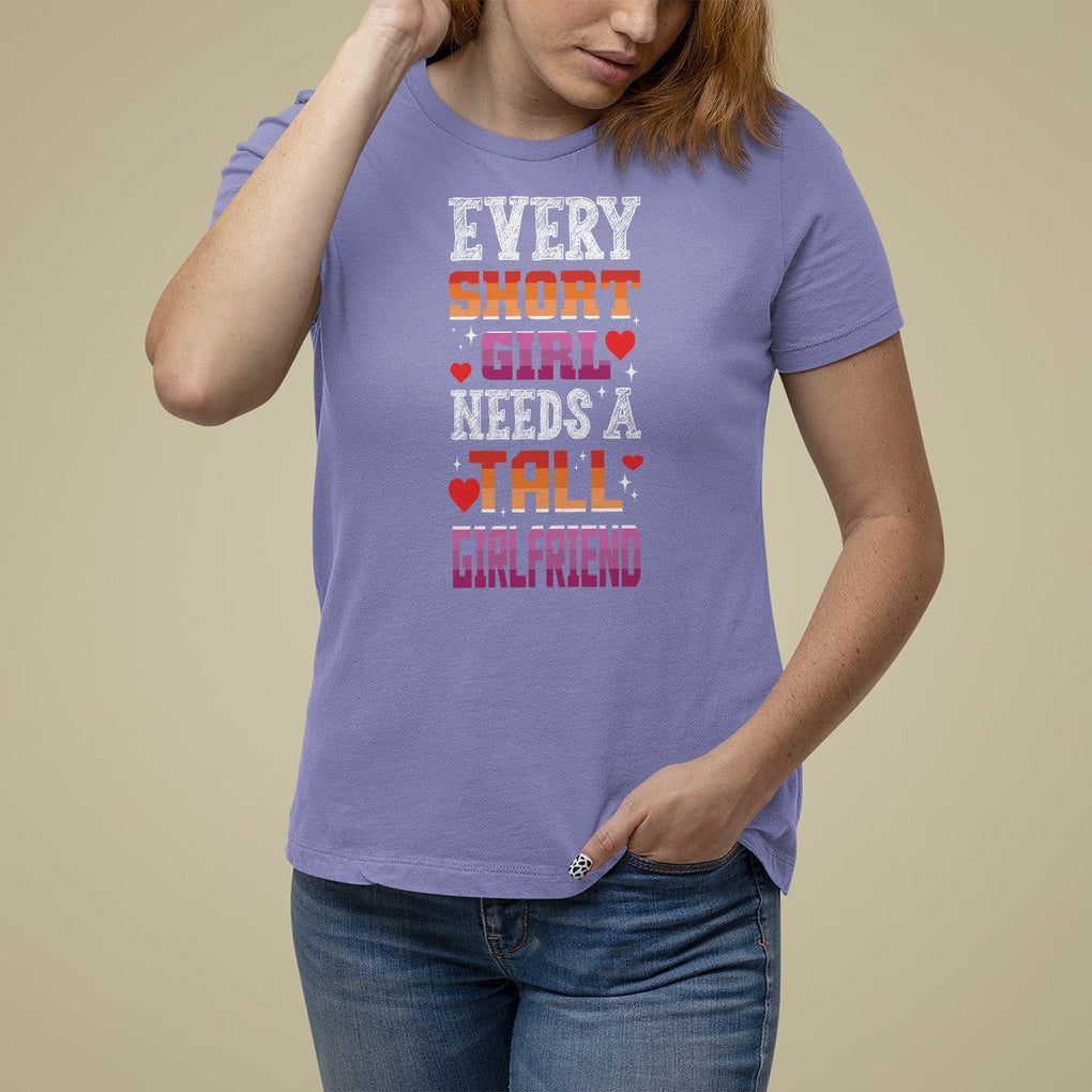 Lesbian Couple T Shirt For Women Every Short Girl Needs A Tall Girlfriend TS09 Violet Printyourwear