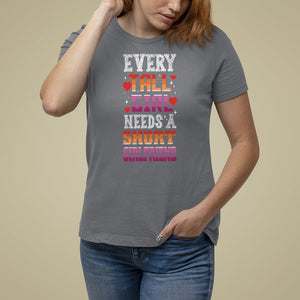 Lesbian Couple T Shirt For Women Every Tall Girl Needs A Short Girlfriend TS09 Charcoal Printyourwear