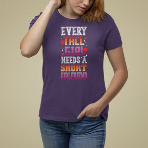 Lesbian Couple T Shirt For Women Every Tall Girl Needs A Short Girlfriend TS09 Purple Printyourwear