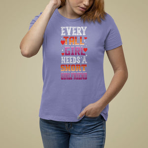 Lesbian Couple T Shirt For Women Every Tall Girl Needs A Short Girlfriend TS09 Violet Printyourwear