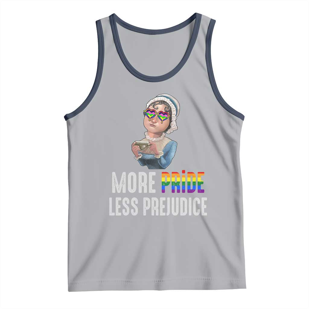 LGBT Pride Tank Top More Pride Less Prejudice Rainbow TS09 Athletic Heather Navy Print Your Wear