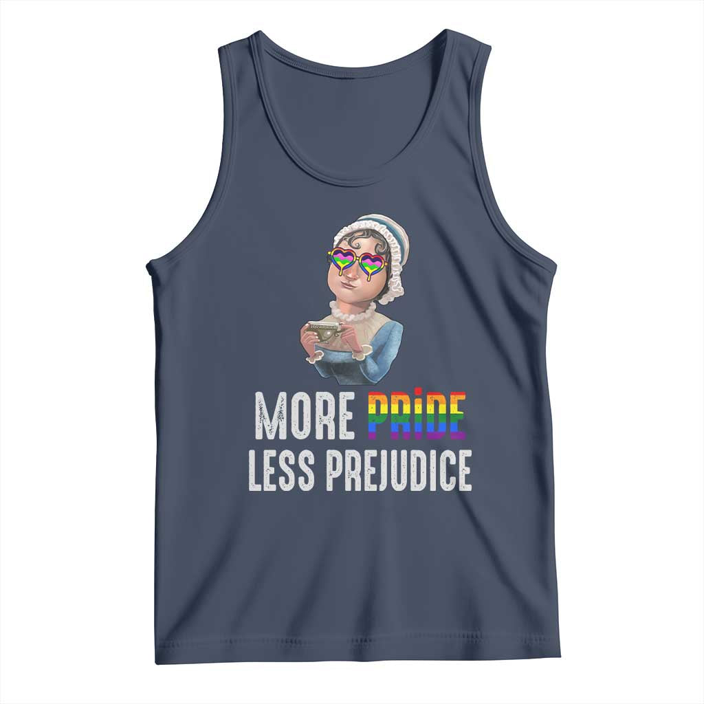 LGBT Pride Tank Top More Pride Less Prejudice Rainbow TS09 Navy Print Your Wear