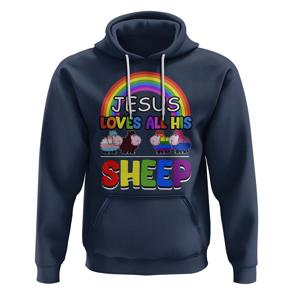 LGBT Pride Hoodie Jesus Loves All His Sheep Lesbian Gay Bisexual Transgender Black White TS09 Navy Printyourwear