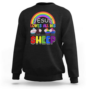 LGBT Pride Sweatshirt Jesus Loves All His Sheep Lesbian Gay Bisexual Transgender Black White TS09 Black Printyourwear