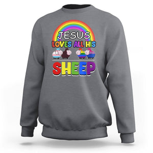 LGBT Pride Sweatshirt Jesus Loves All His Sheep Lesbian Gay Bisexual Transgender Black White TS09 Charcoal Printyourwear