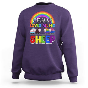 LGBT Pride Sweatshirt Jesus Loves All His Sheep Lesbian Gay Bisexual Transgender Black White TS09 Purple Printyourwear