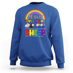 LGBT Pride Sweatshirt Jesus Loves All His Sheep Lesbian Gay Bisexual Transgender Black White TS09 Royal Blue Printyourwear