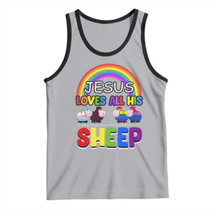 LGBT Pride Tank Top Jesus Loves All His Sheep Lesbian Gay Bisexual Transgender Black White TS09 Athletic Heather Black Print Your Wear