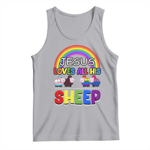 LGBT Pride Tank Top Jesus Loves All His Sheep Lesbian Gay Bisexual Transgender Black White TS09 Athletic Heather Print Your Wear