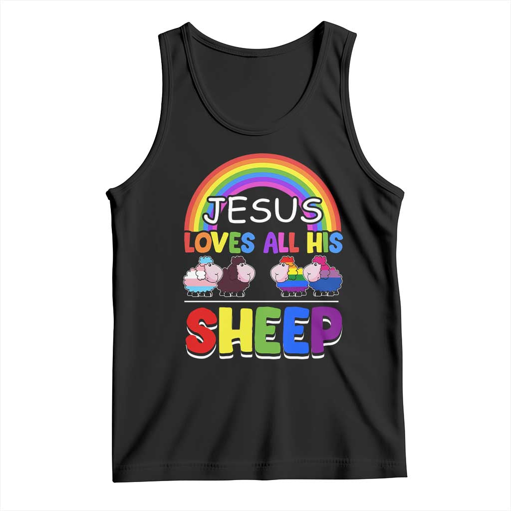LGBT Pride Tank Top Jesus Loves All His Sheep Lesbian Gay Bisexual Transgender Black White TS09 Black Print Your Wear