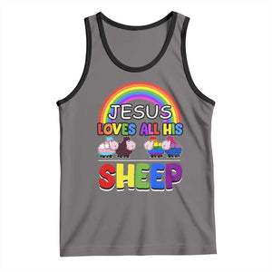 LGBT Pride Tank Top Jesus Loves All His Sheep Lesbian Gay Bisexual Transgender Black White TS09 Deep Heather Black Print Your Wear
