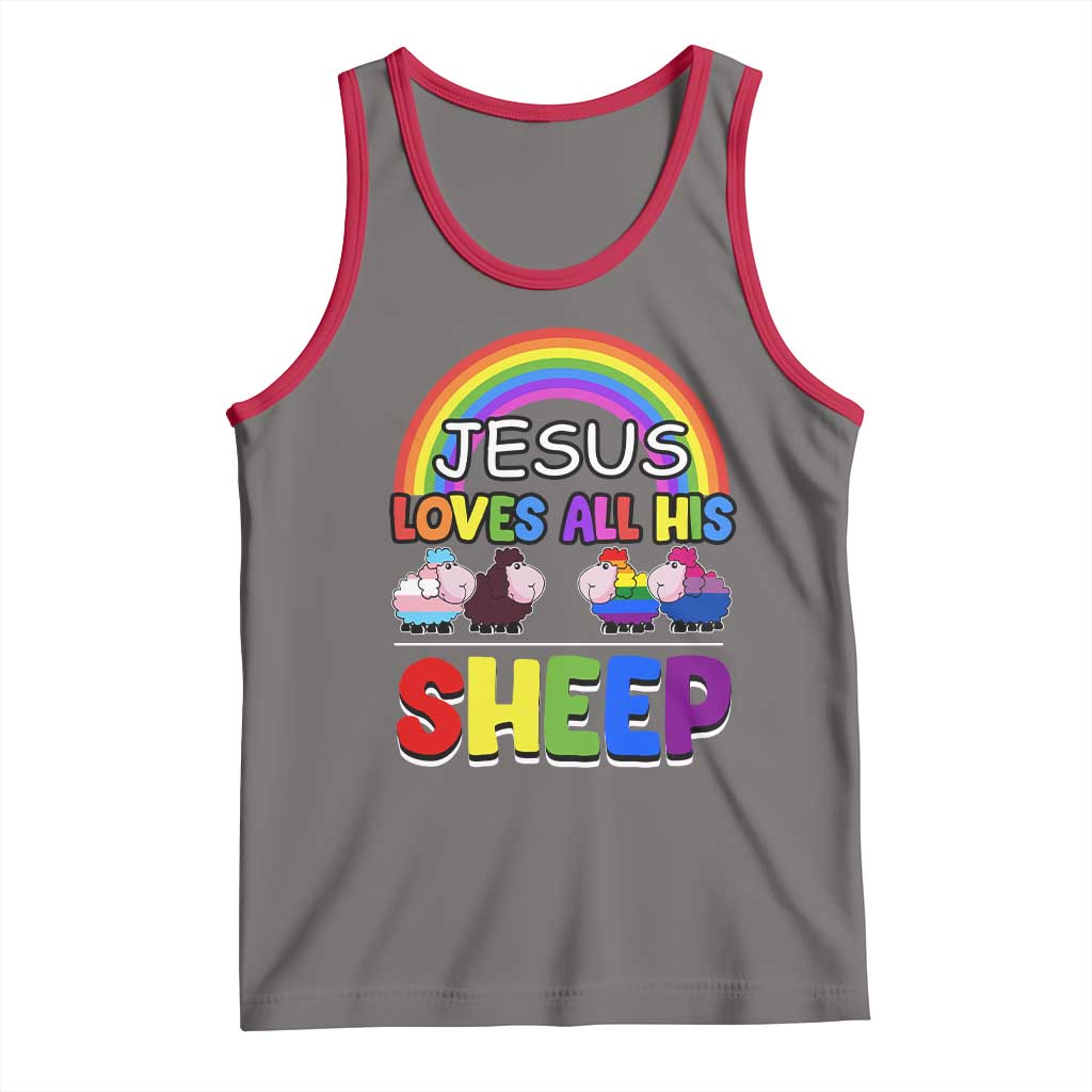 LGBT Pride Tank Top Jesus Loves All His Sheep Lesbian Gay Bisexual Transgender Black White TS09 Deep Heather Red Print Your Wear