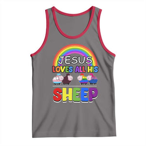 LGBT Pride Tank Top Jesus Loves All His Sheep Lesbian Gay Bisexual Transgender Black White TS09 Deep Heather Red Print Your Wear