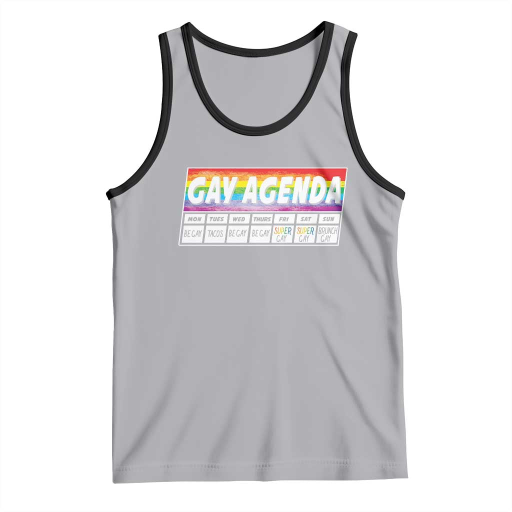 Funny Gay Agenda Weekly Schedule Pride LGBT Pride Tank Top TS09 Athletic Heather Black Print Your Wear