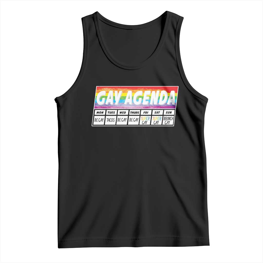 Funny Gay Agenda Weekly Schedule Pride LGBT Pride Tank Top TS09 Black Print Your Wear