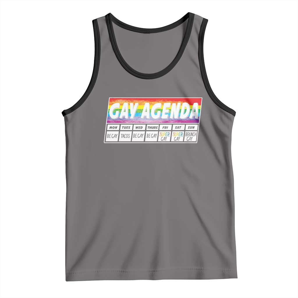 Funny Gay Agenda Weekly Schedule Pride LGBT Pride Tank Top TS09 Deep Heather Black Print Your Wear