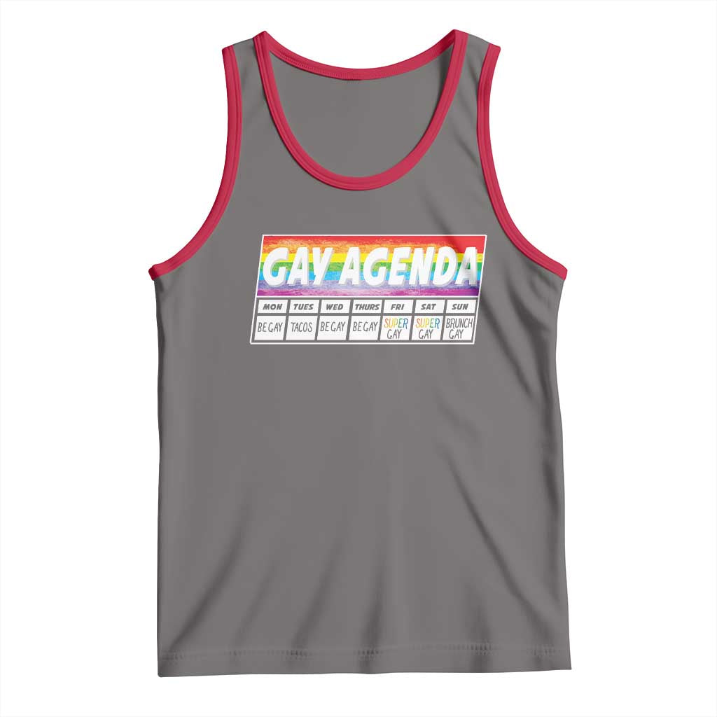 Funny Gay Agenda Weekly Schedule Pride LGBT Pride Tank Top TS09 Deep Heather Red Print Your Wear