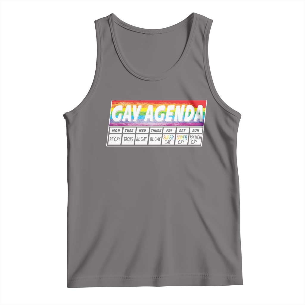 Funny Gay Agenda Weekly Schedule Pride LGBT Pride Tank Top TS09 Deep Heather Print Your Wear