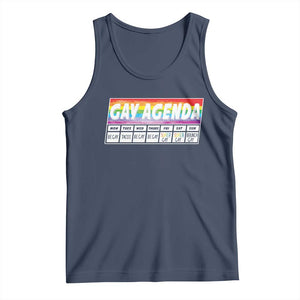 Funny Gay Agenda Weekly Schedule Pride LGBT Pride Tank Top TS09 Navy Print Your Wear