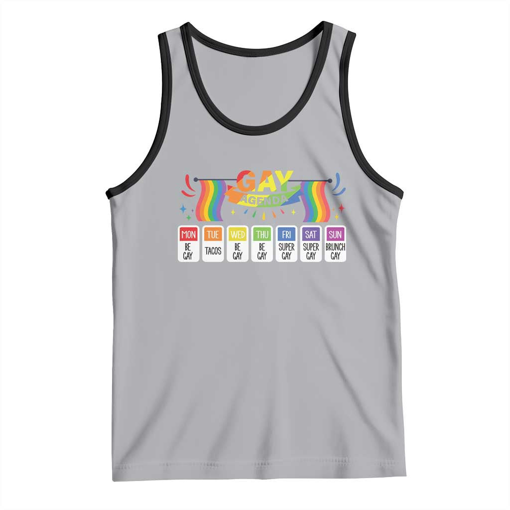 Funny Gay Agenda Tank Top Weekly Schedule Pride LGBT Pride TS09 Athletic Heather Black Print Your Wear