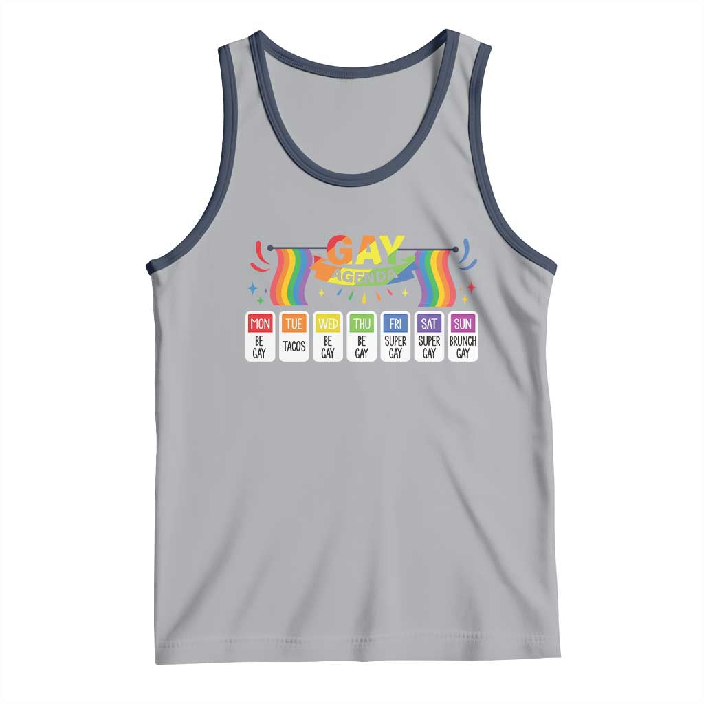 Funny Gay Agenda Tank Top Weekly Schedule Pride LGBT Pride TS09 Athletic Heather Navy Print Your Wear