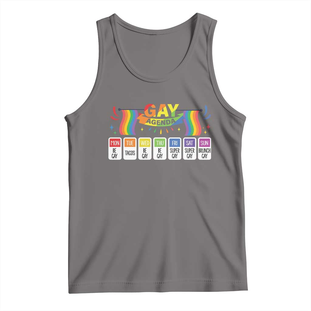 Funny Gay Agenda Tank Top Weekly Schedule Pride LGBT Pride TS09 Deep Heather Print Your Wear