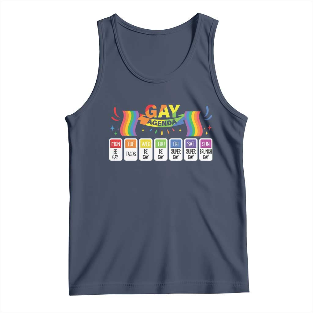 Funny Gay Agenda Tank Top Weekly Schedule Pride LGBT Pride TS09 Navy Print Your Wear