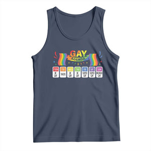 Funny Gay Agenda Tank Top Weekly Schedule Pride LGBT Pride TS09 Navy Print Your Wear