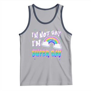 Funny LGBT Pride Tank Top I'm Not Gay I'm Super Gay Cute Rainbow TS09 Athletic Heather Navy Print Your Wear
