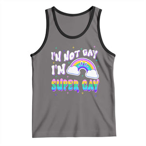Funny LGBT Pride Tank Top I'm Not Gay I'm Super Gay Cute Rainbow TS09 Deep Heather Black Print Your Wear