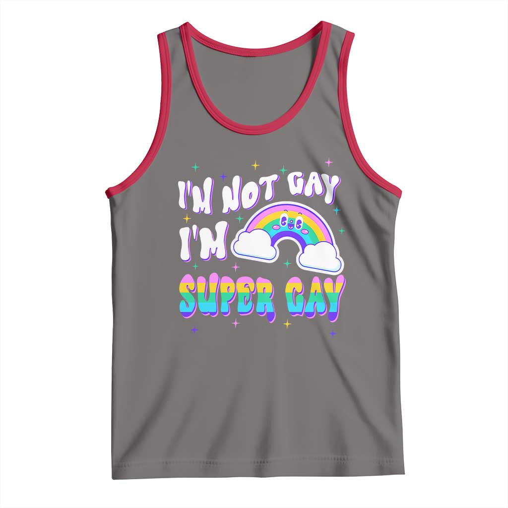 Funny LGBT Pride Tank Top I'm Not Gay I'm Super Gay Cute Rainbow TS09 Deep Heather Red Print Your Wear
