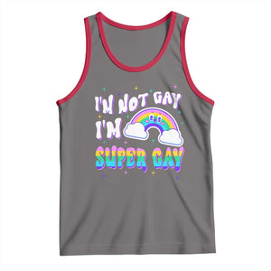 Funny LGBT Pride Tank Top I'm Not Gay I'm Super Gay Cute Rainbow TS09 Deep Heather Red Print Your Wear