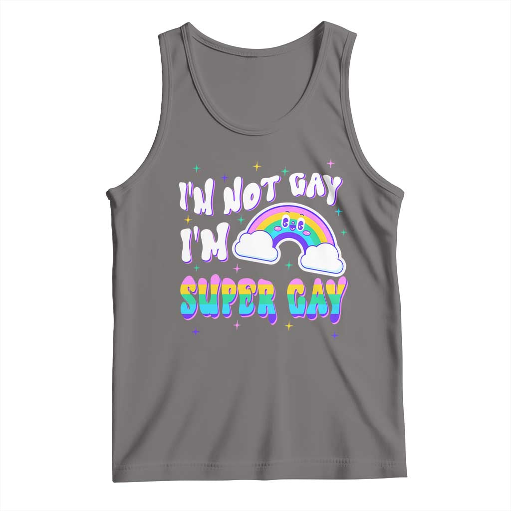 Funny LGBT Pride Tank Top I'm Not Gay I'm Super Gay Cute Rainbow TS09 Deep Heather Print Your Wear