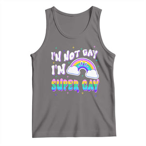 Funny LGBT Pride Tank Top I'm Not Gay I'm Super Gay Cute Rainbow TS09 Deep Heather Print Your Wear