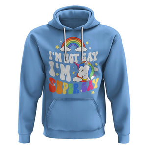 Funny LGBT Pride Hoodie I'm Not Gay I'm Super Gay Cute Unicorn Rainbow TS09 Carolina Blue Printyourwear