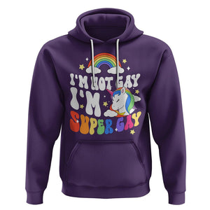 Funny LGBT Pride Hoodie I'm Not Gay I'm Super Gay Cute Unicorn Rainbow TS09 Purple Printyourwear